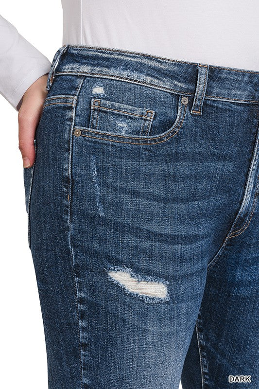 ZENANA PLUS HIGH RISE CROPPED SKINNY DENIM PANTS