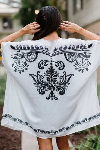 Floral Boho Kimonos-White & blue available