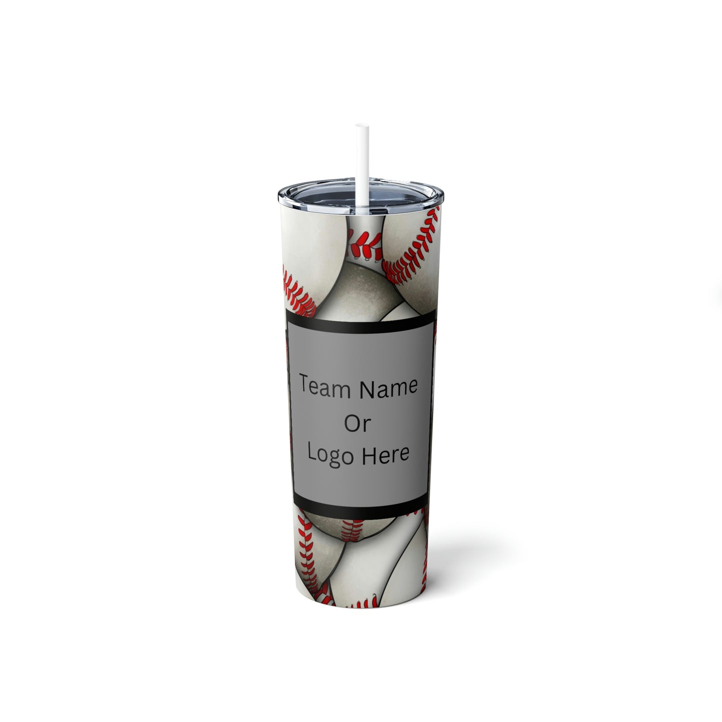 Baseball Team Name or Logo Skinny Steel Tumbler with Straw, 20oz