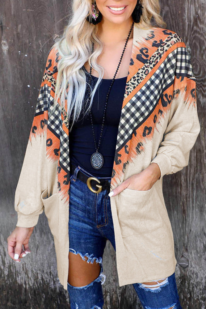 Plaid Leopard Chevron Print Cardigan