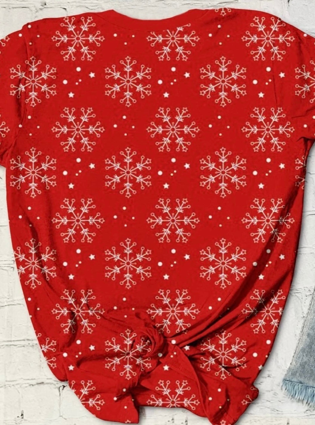 Merry Christmas Bleached Snowflake Print Tees