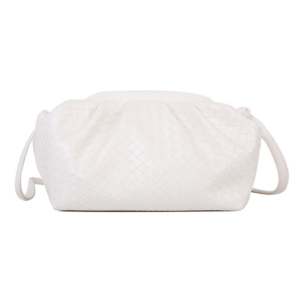 Faux Leather Woven Clutch With Removable Straps