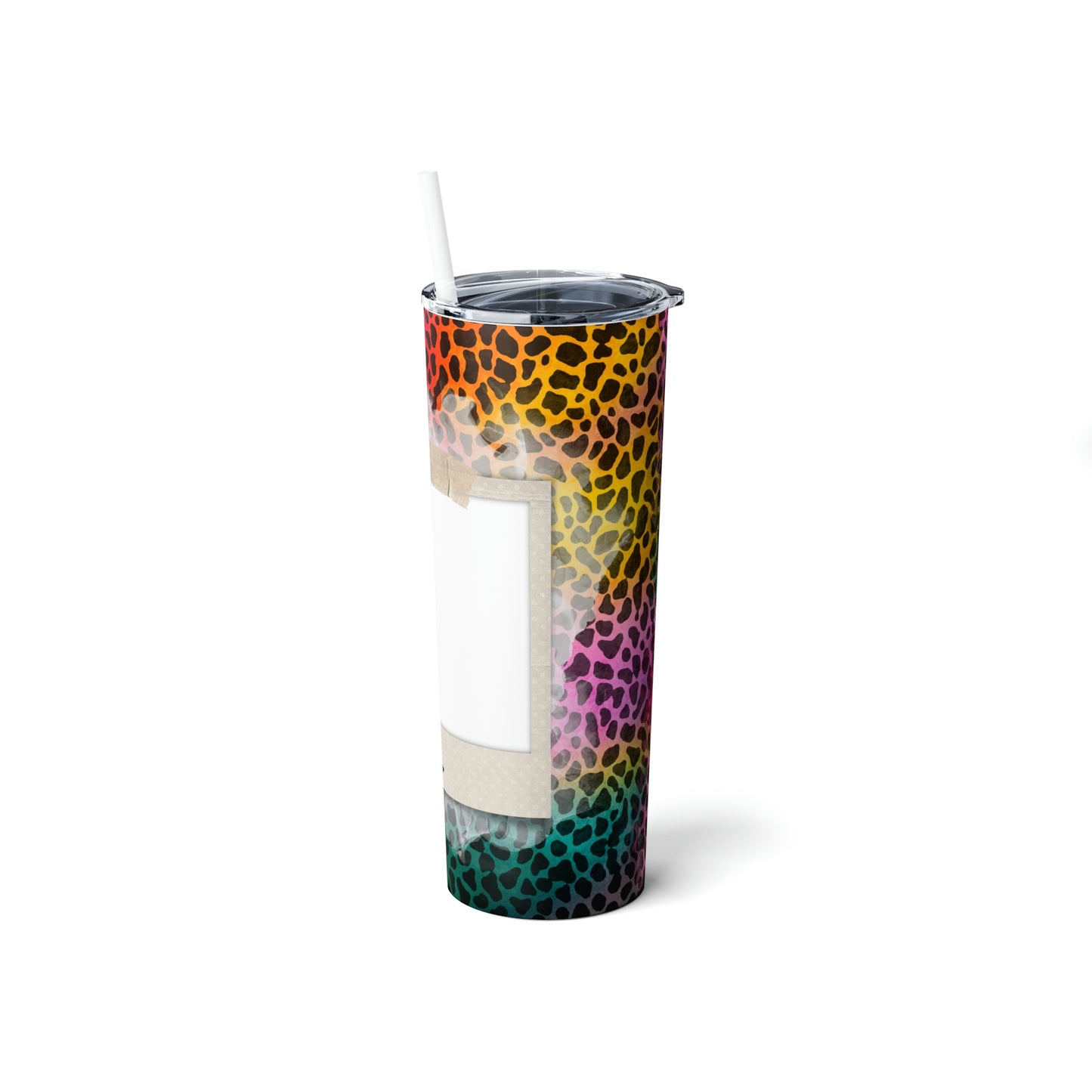 Wild Leopard Custom Photo Skinny Steel Tumbler with Straw, 20oz