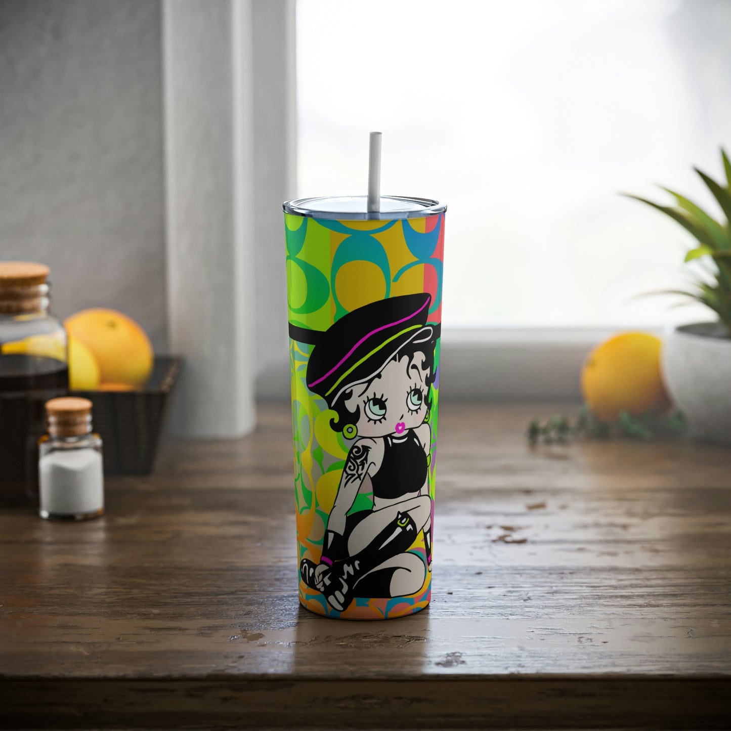B Boop Skinny Steel Tumbler with Straw, 20oz