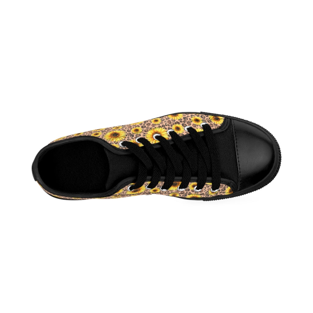 Leopard Print + Sunflowers - Women's Sneakers