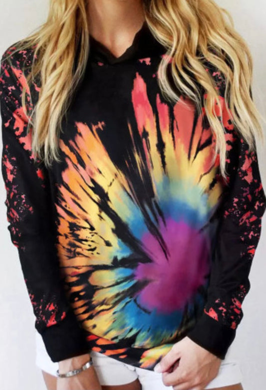 Reverse Tie Dye Rainbow Hoodie