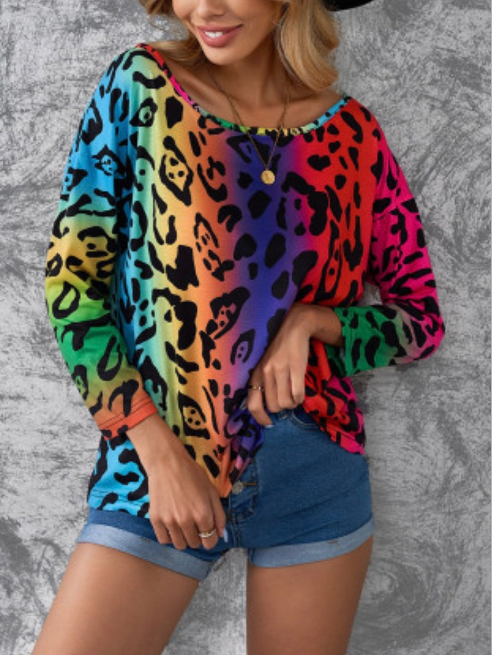 Bright Multi Colored Leopard Blouse