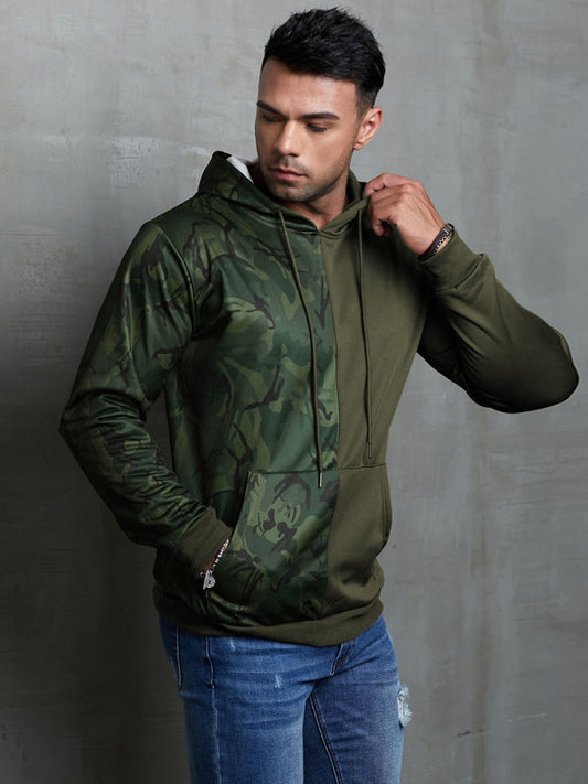 Men Camo Colorblock Hoodie