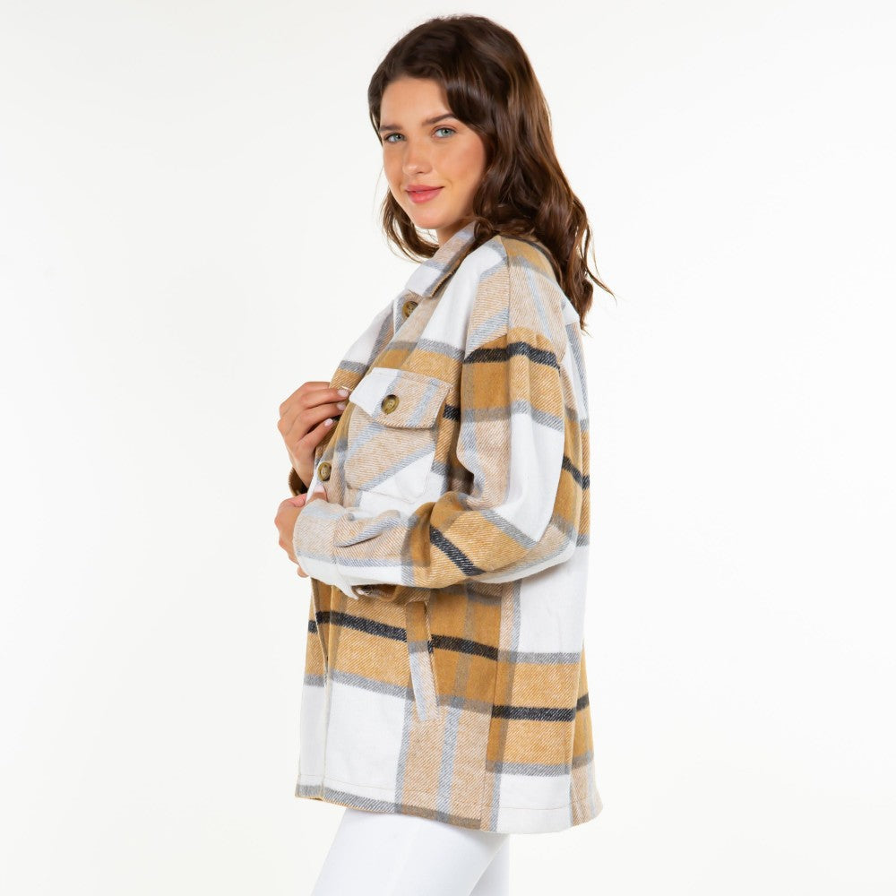 Camel Soft Knit Oversized Button Down Shacket