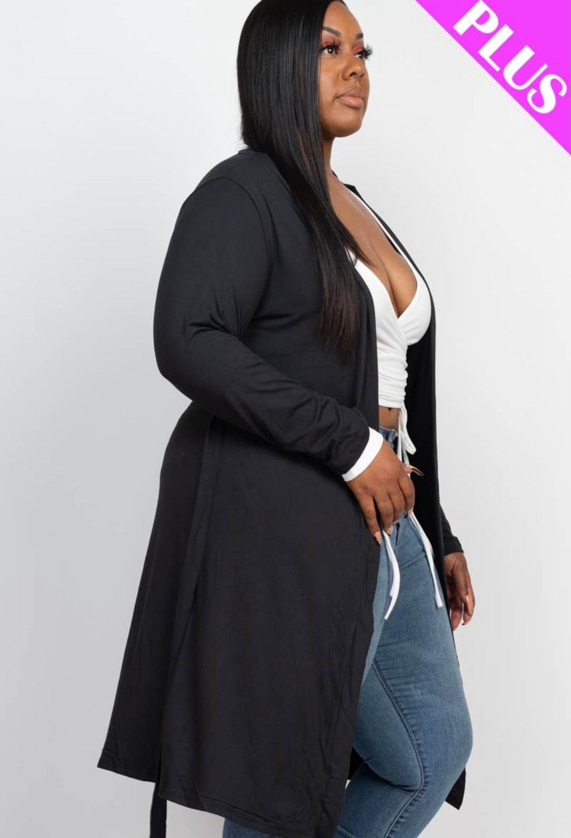 Open Front Belted Cardigan