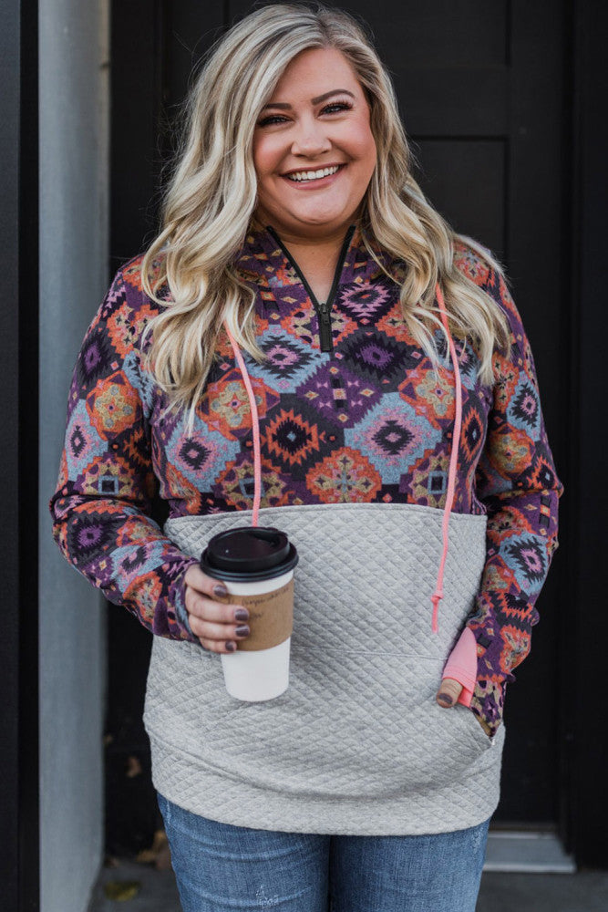 Made You Look Aztec Hoodie- Curvy