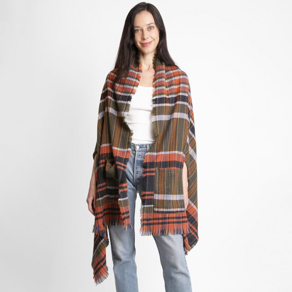 Knit Ruana with Fringe Tassels