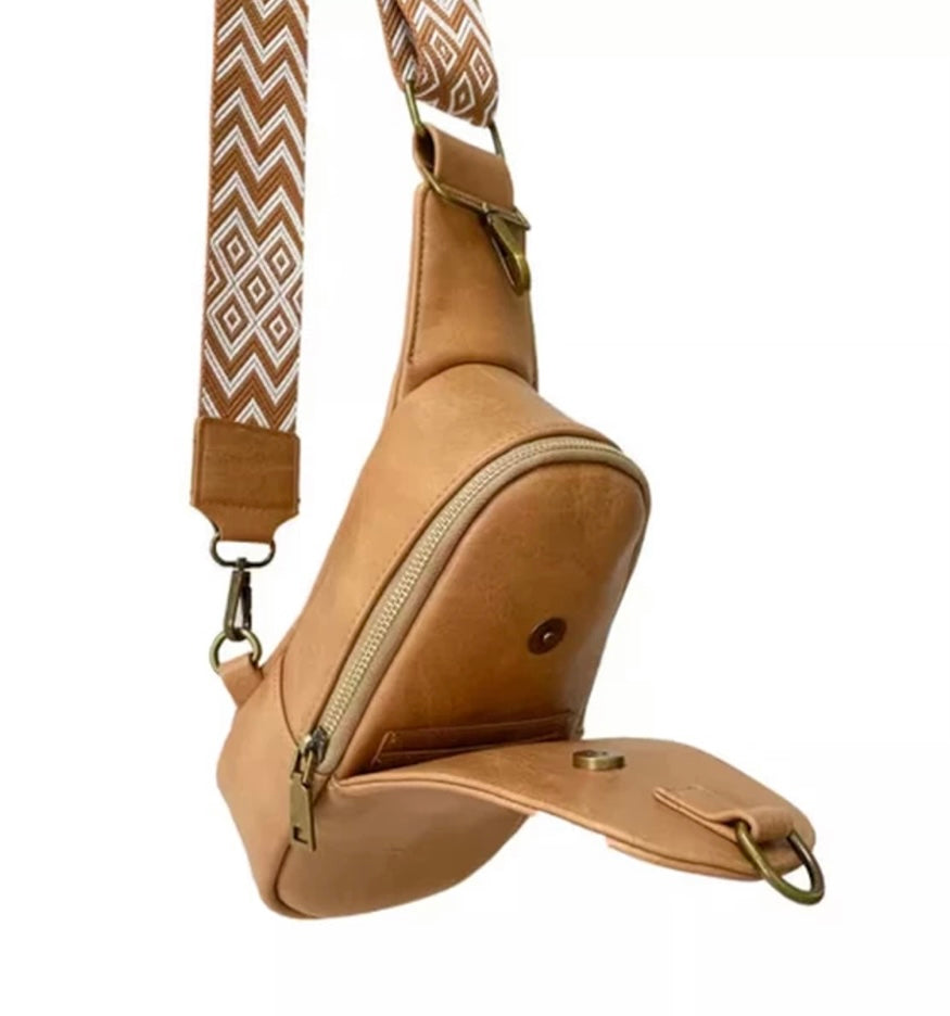Crossbody Sling bags w/ embroidered guitar strap-Solids & Various Prints Available