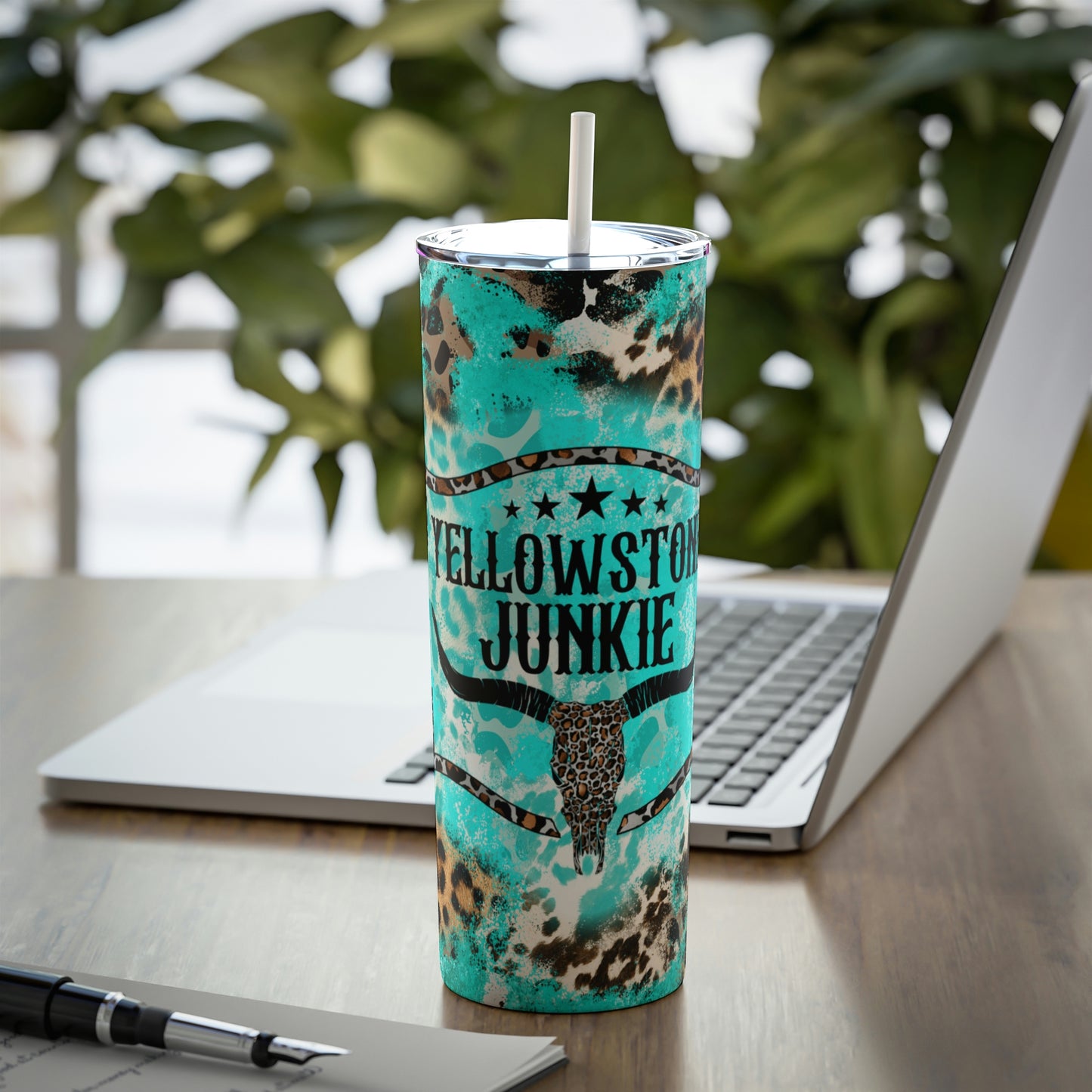 Y Stone Junkie Skinny Steel Tumbler with Straw, 20oz