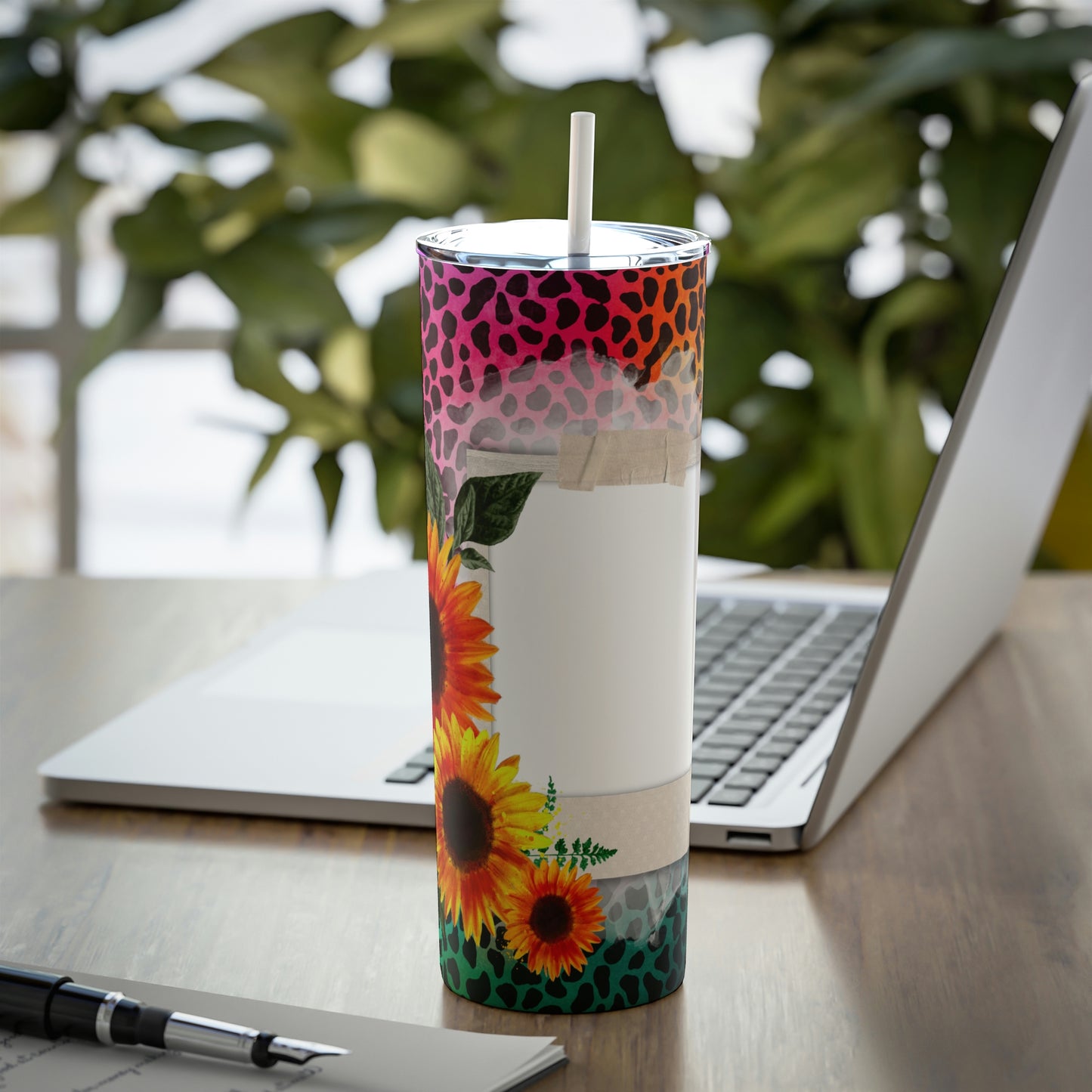 Wild Leopard Custom Photo Skinny Steel Tumbler with Straw, 20oz