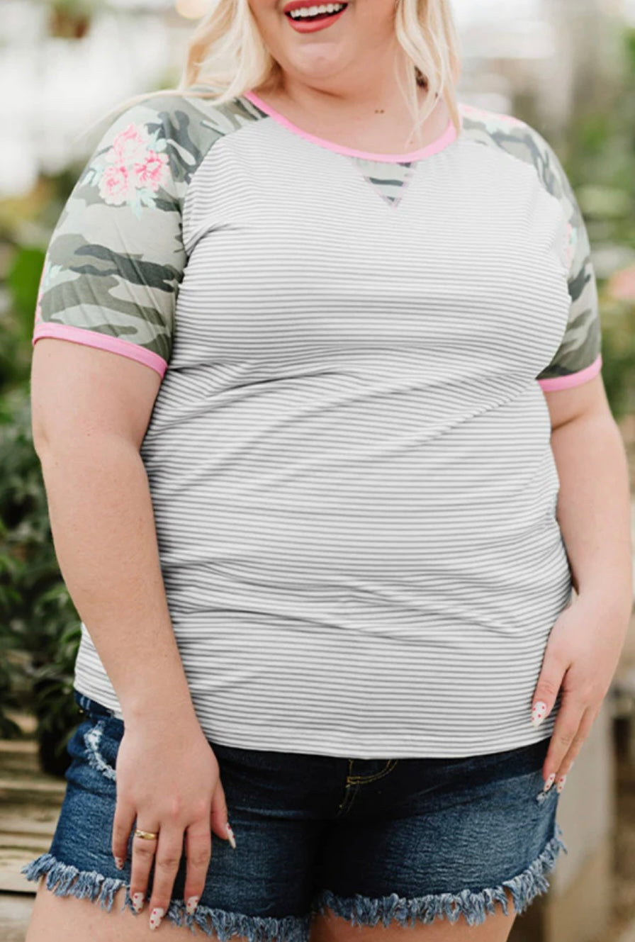 Leopard Striped Tee- Curvy