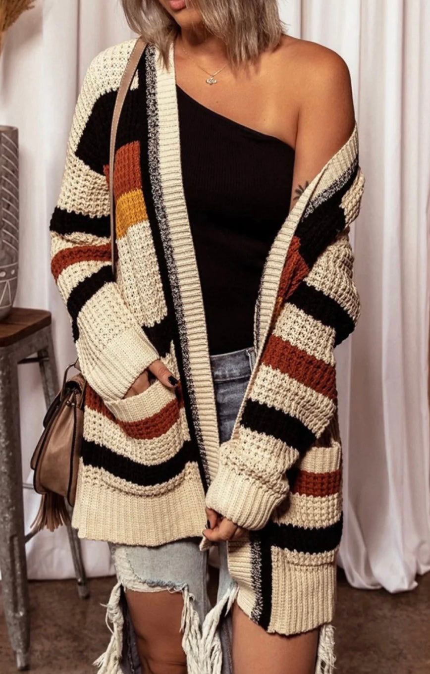 Chunky Striped Knit Cardigans-2 Colors