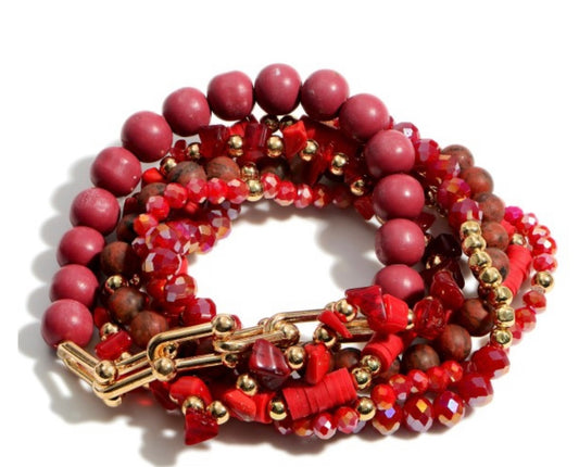 6 Pc set Natural Stone Beaded Bracelets