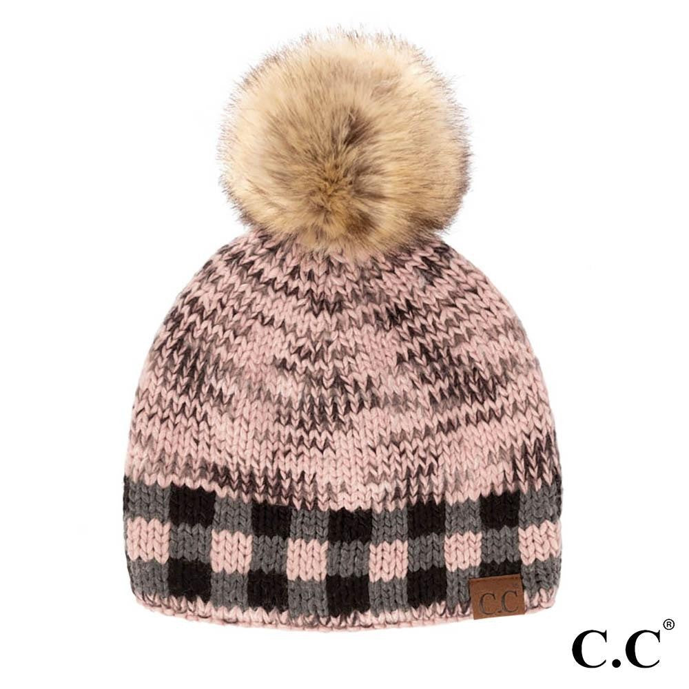 CC Checkered Pom Beanies