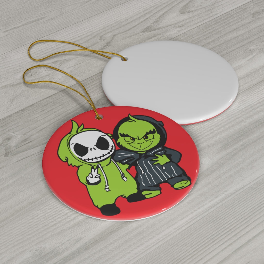 The Grinch Stole Jack Round Ceramic Ornaments