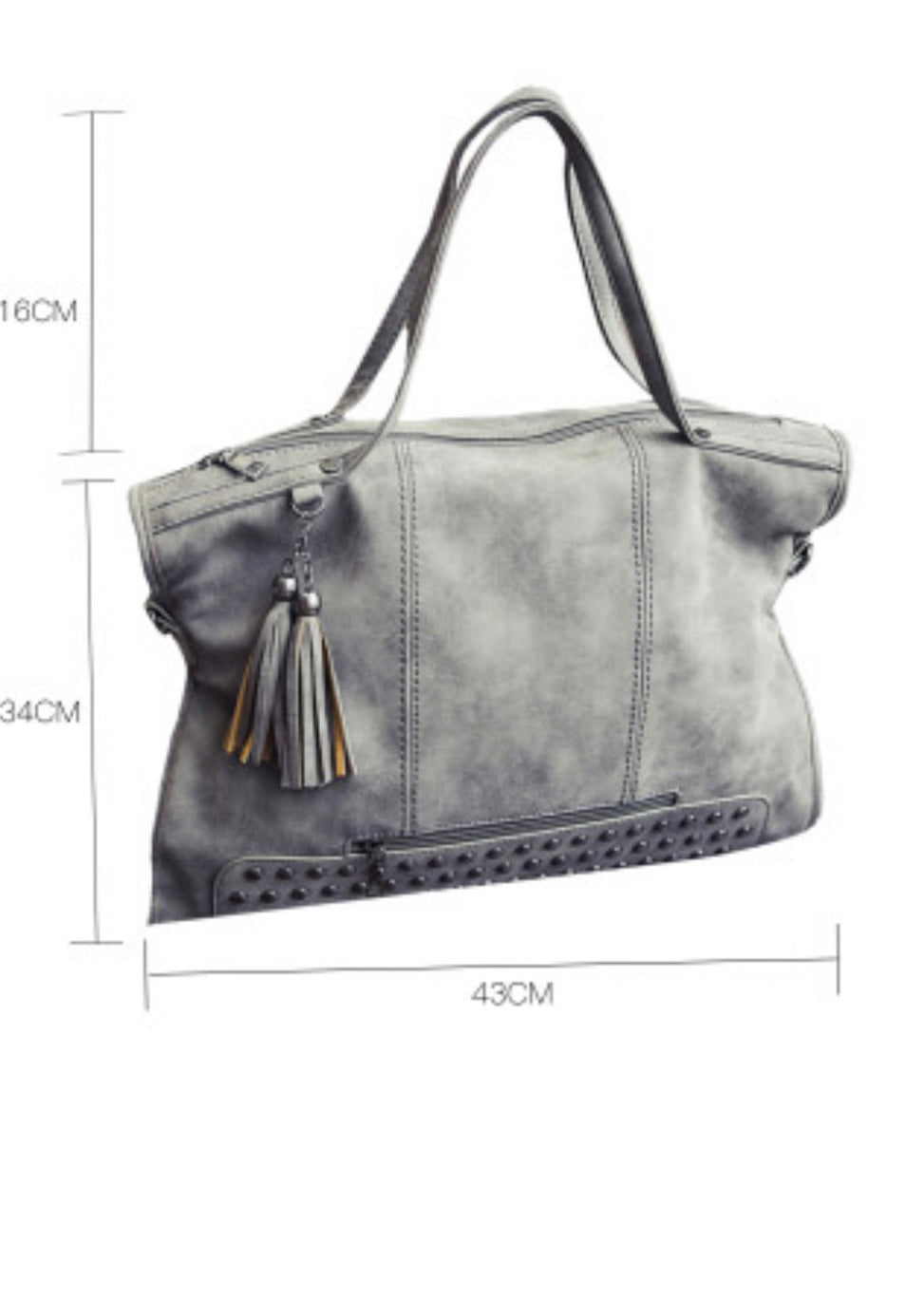 Vintage Studded Hand Bag-gray/black/or red