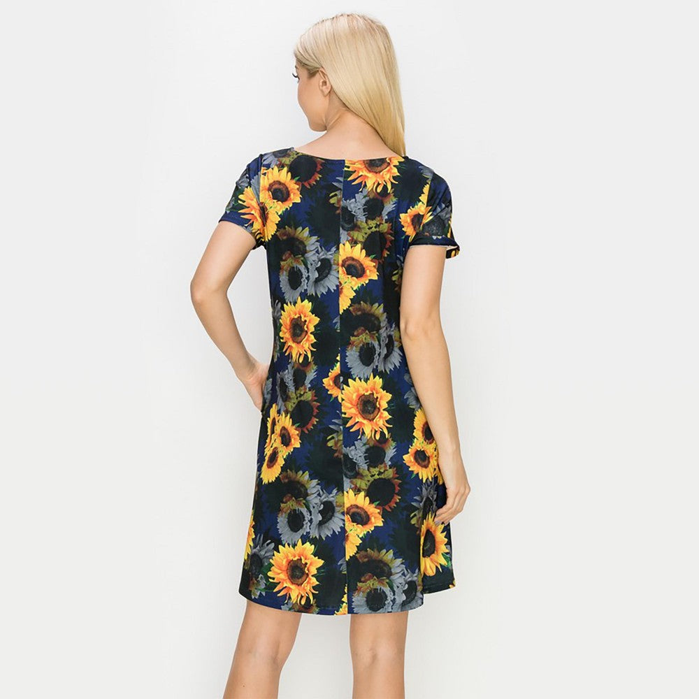 Women’s Sunflower Haze Printed Short Sleeved Dress