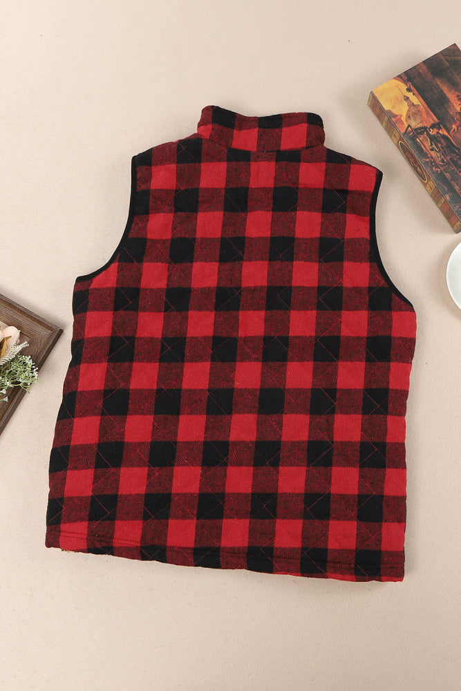 Brown Cow Buffalo Plaid Vest Coat
