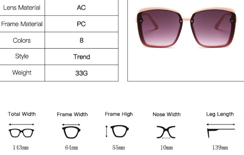 Trendy Large Framed Sunglasses
