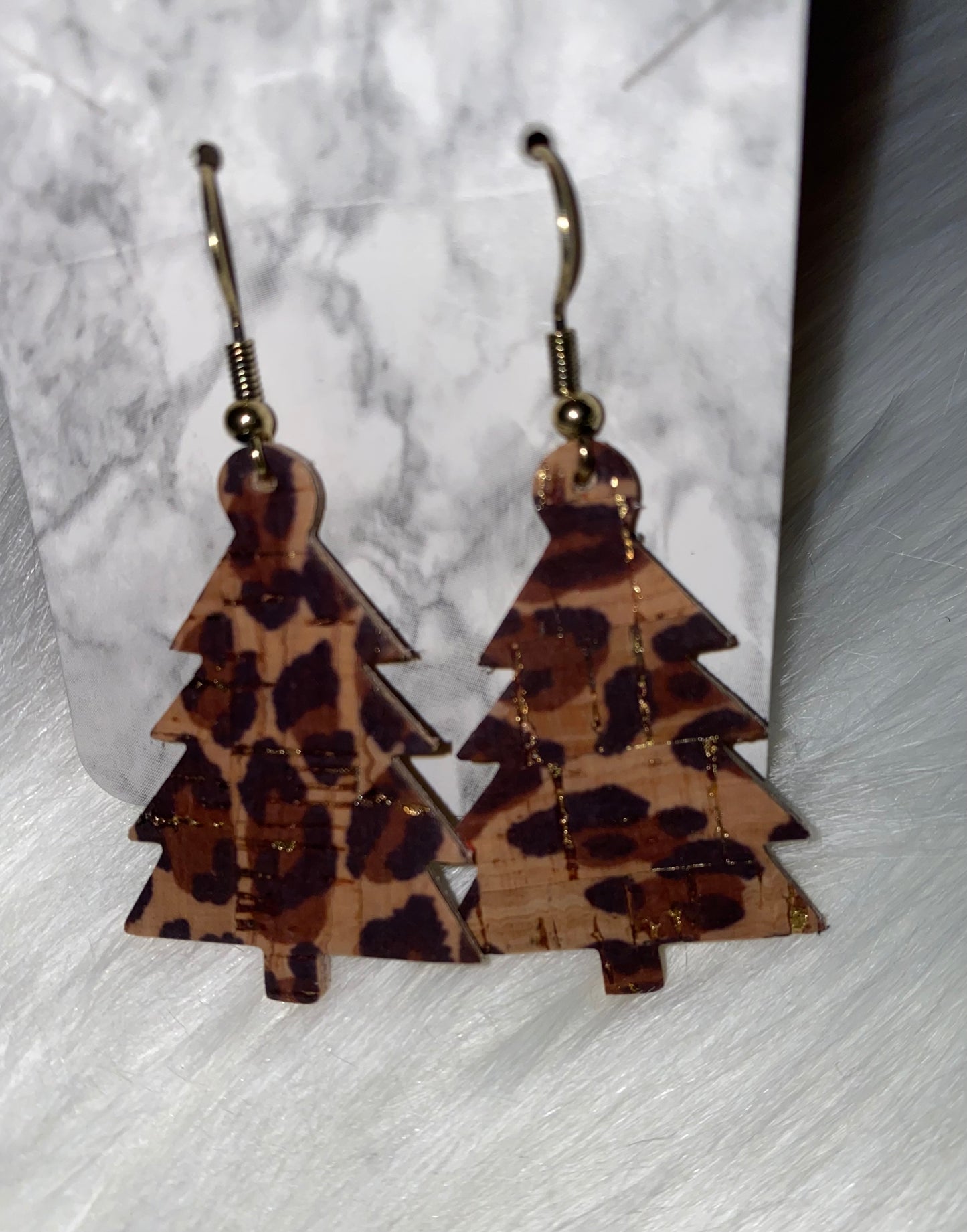 Genuine Leather Christmas Tree Earrings