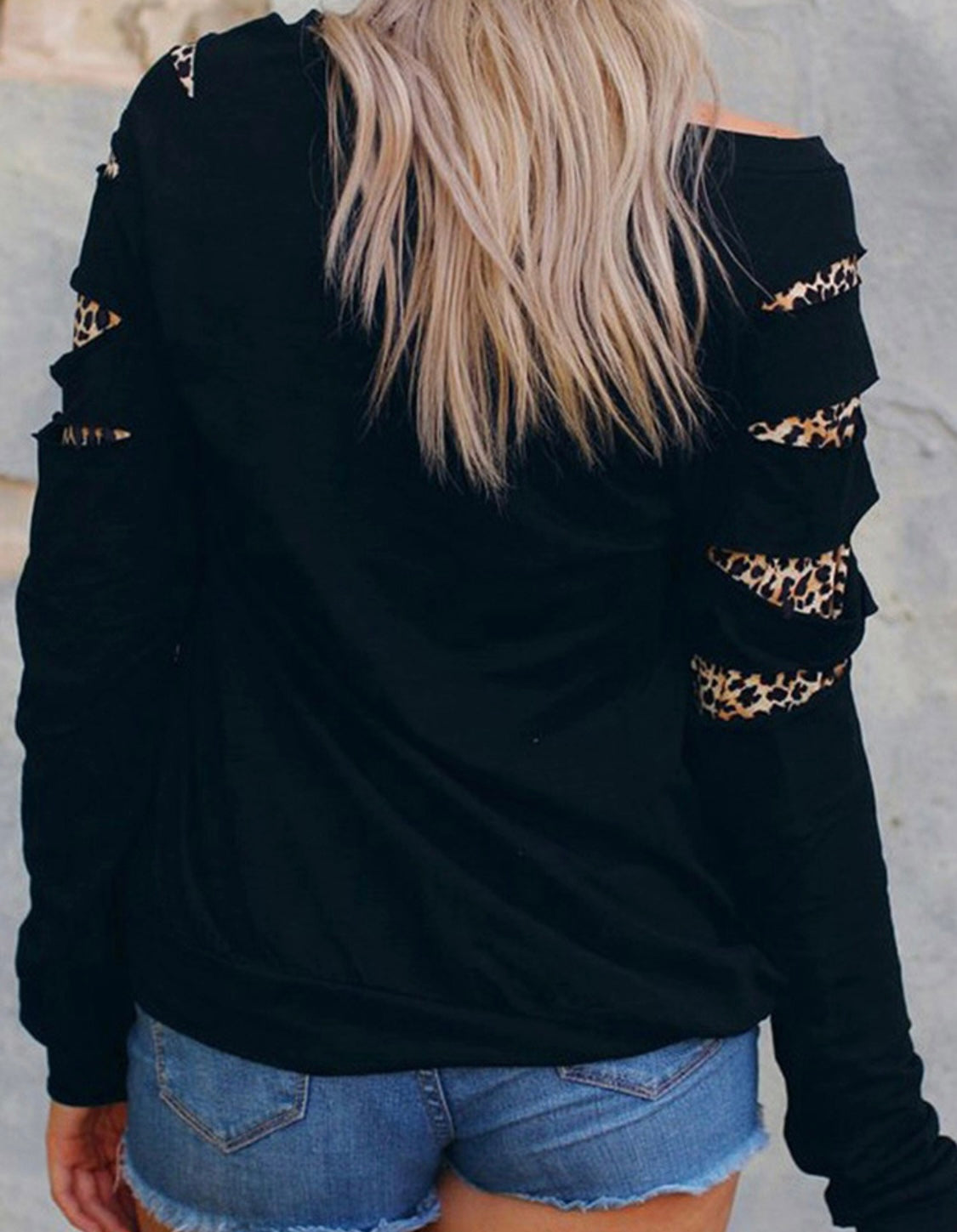 Leopard Sunflower One Shoulder Sweatshirt