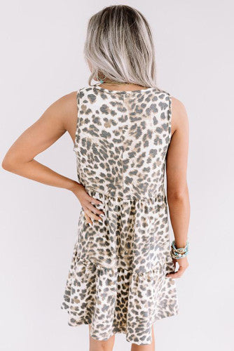 Cheetah Print Layered Ruffled Mini Dress