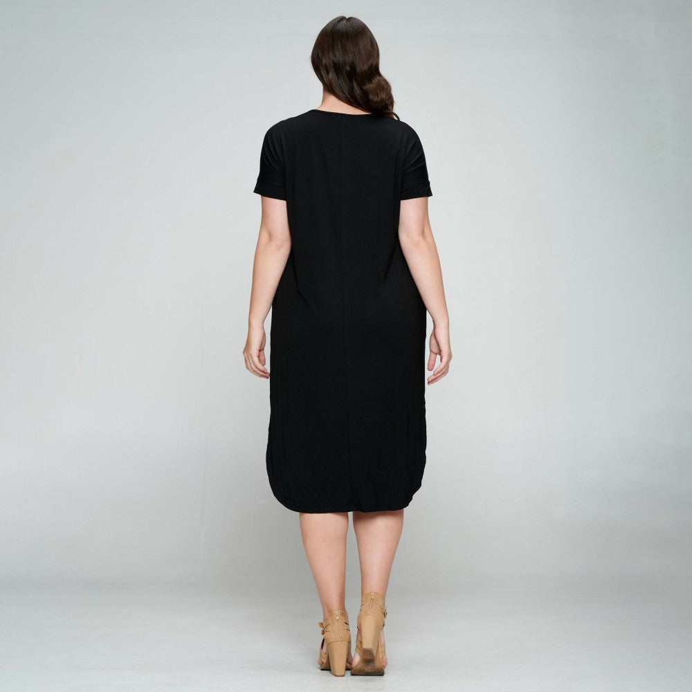 Curvy- Black Stretchy Knit Dress
