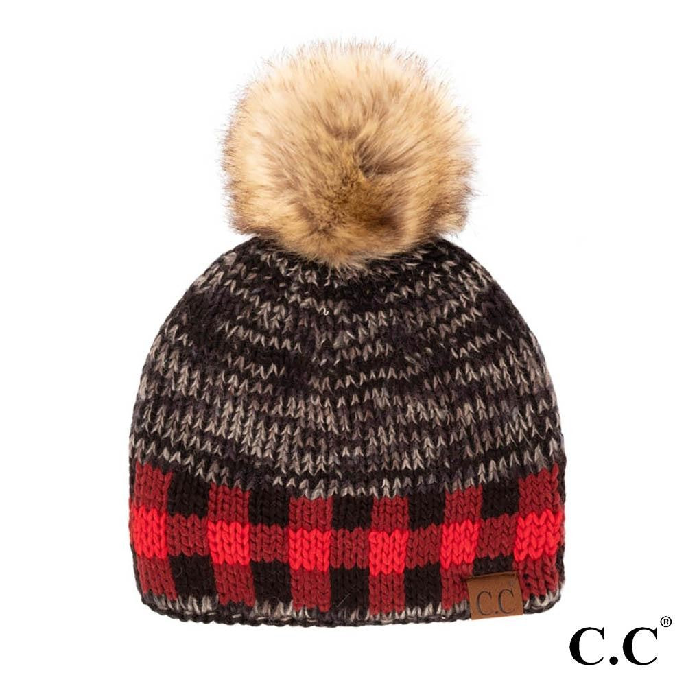 CC Checkered Pom Beanies