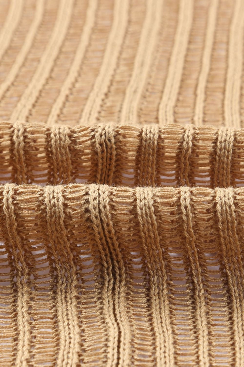 Khaki Open Front Fringed Cardigan