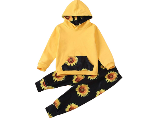 Toddler Girls Kangaroo Pocket Hoodie & Floral Pants