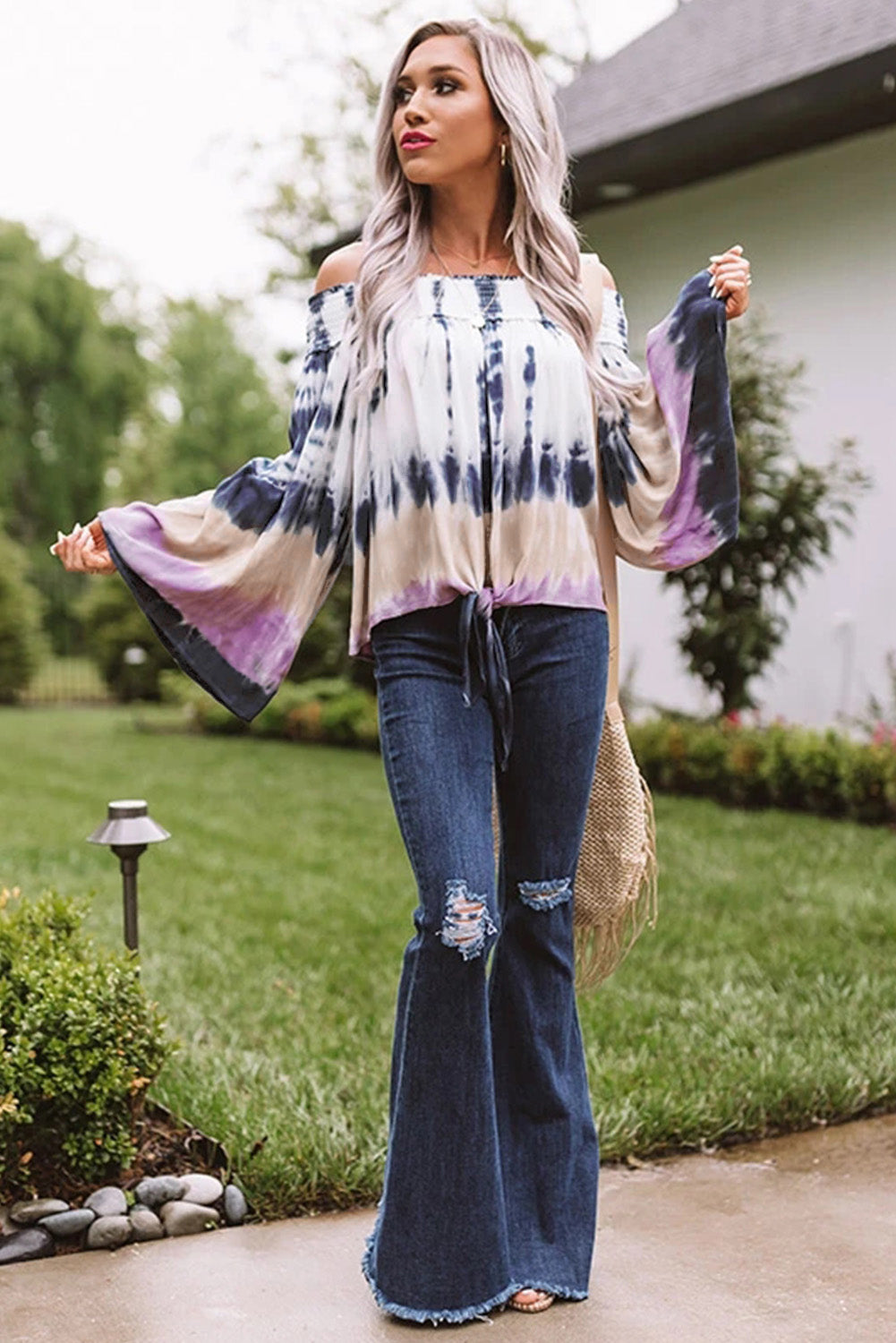 Love Triangle Off Shoulder Tie Top