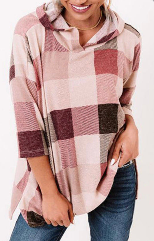 Oversize Checkered Light Weight Hoodie