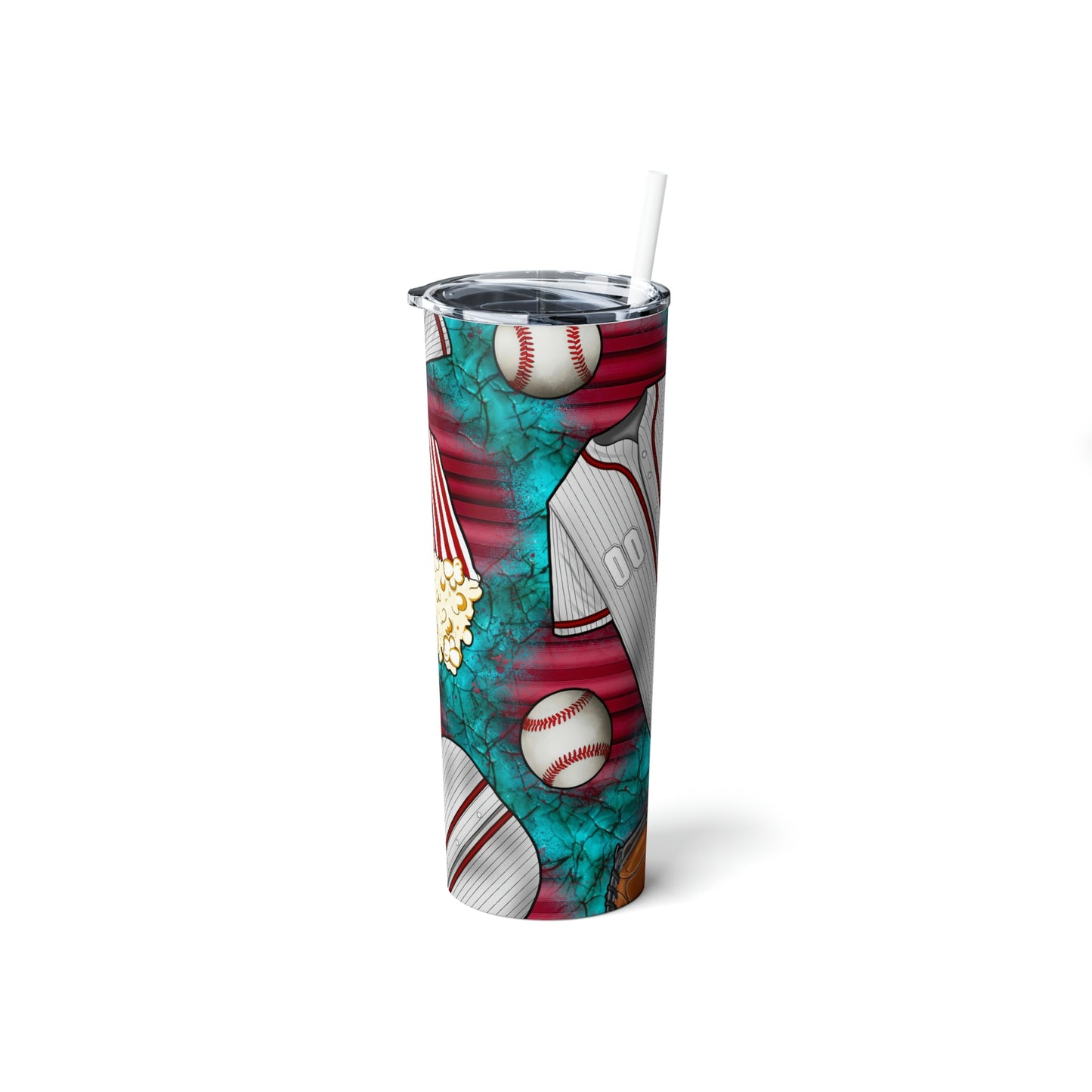 Take Me Out To The Ball Game Skinny Steel Tumbler with Straw, 20oz