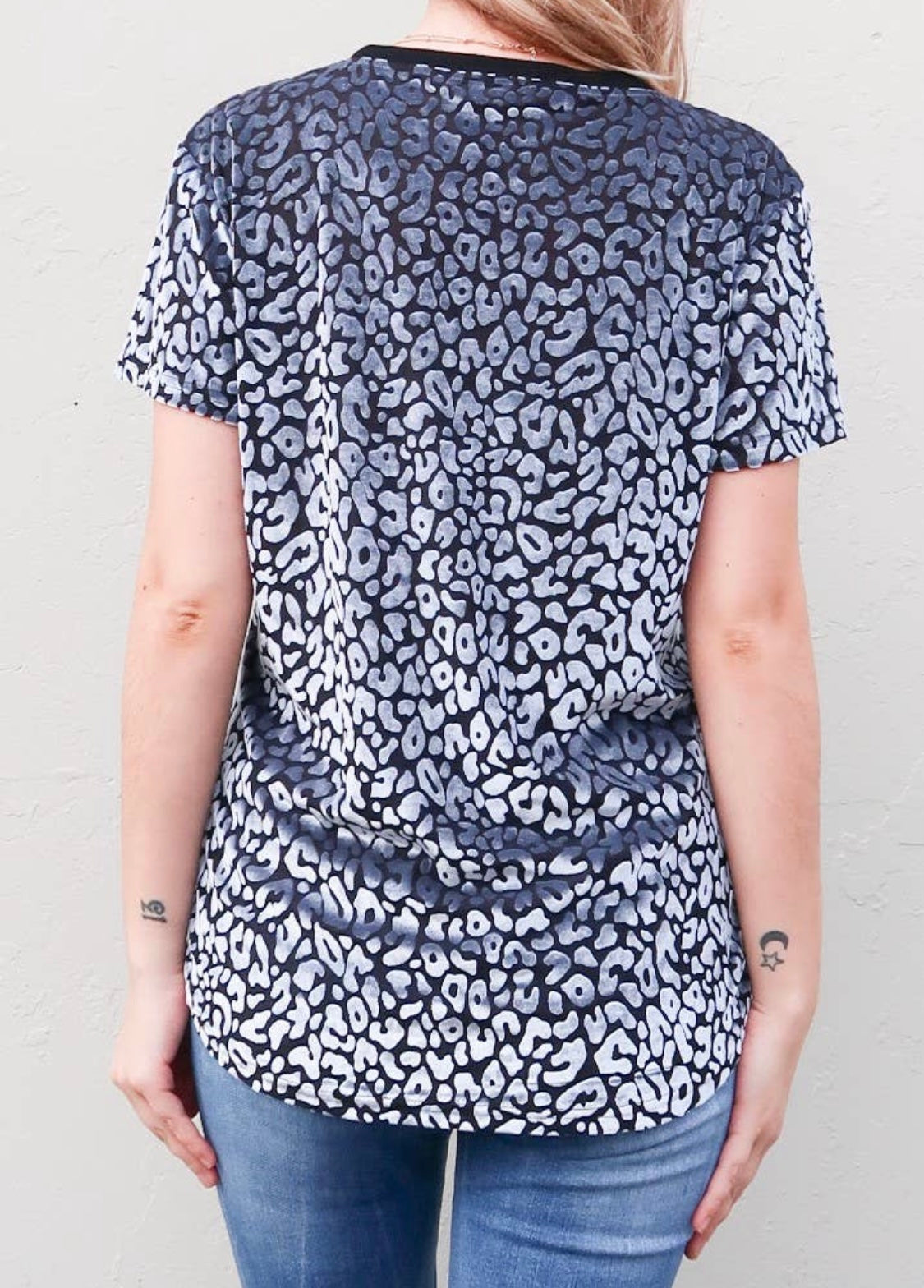 & The Why Silver Leopard Pattern Burnout Top