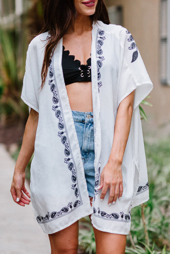 Floral Boho Kimonos-White & blue available
