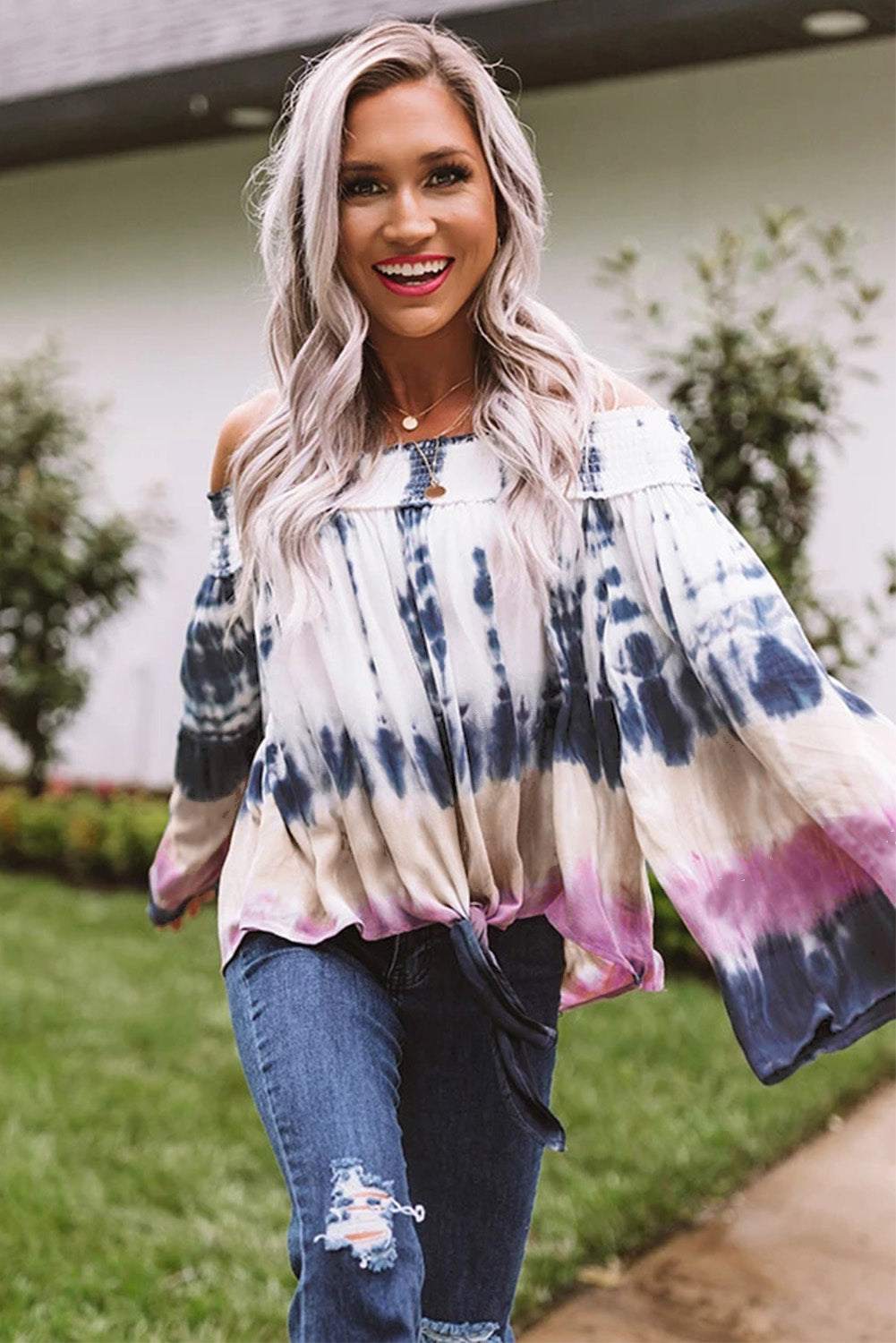 Love Triangle Off Shoulder Tie Top