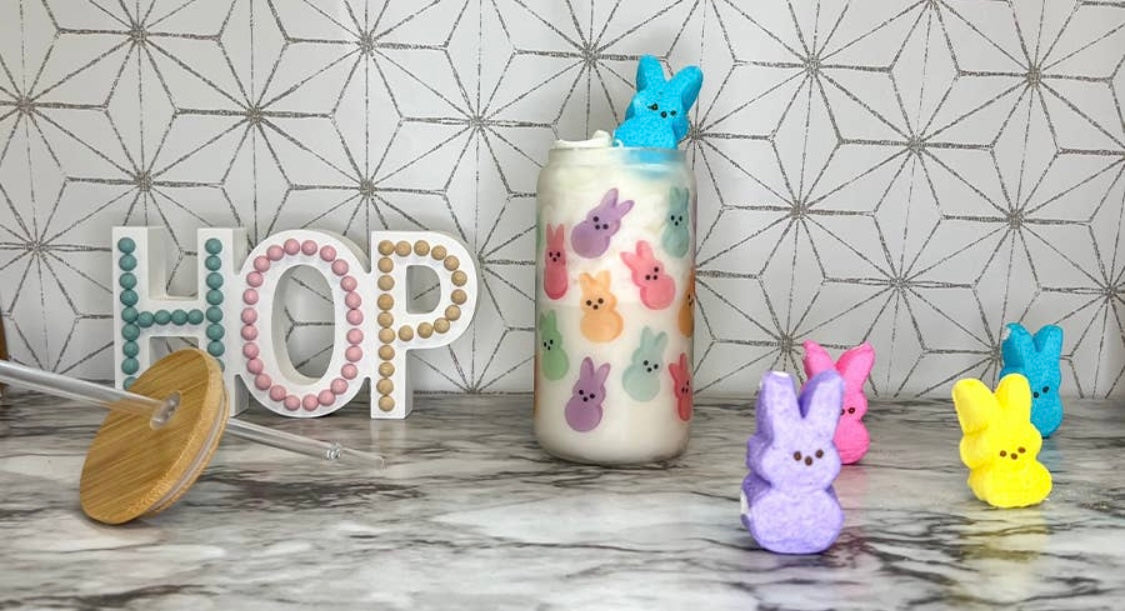 Easter Peeps Glass Jar