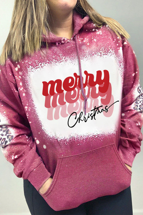 Merry Christmas Bleach Print Graphic Hoodie