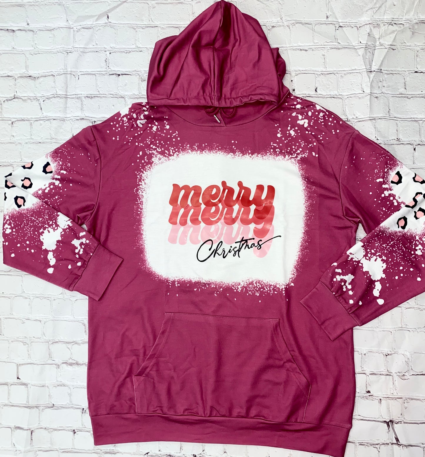Merry Christmas Bleach Print Graphic Hoodie