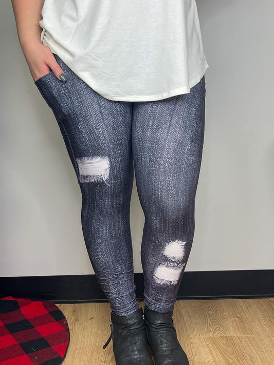 Dark Denim Jeggings w/ Pockets