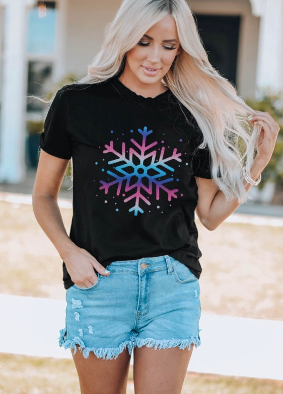 Gradient Snowflake Graphic Tee