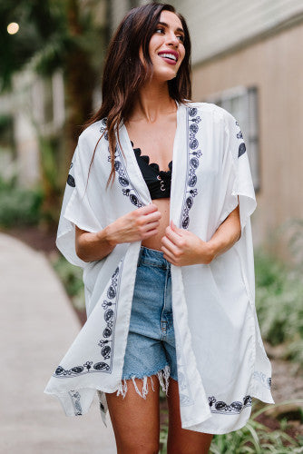 Floral Boho Kimonos-White & blue available