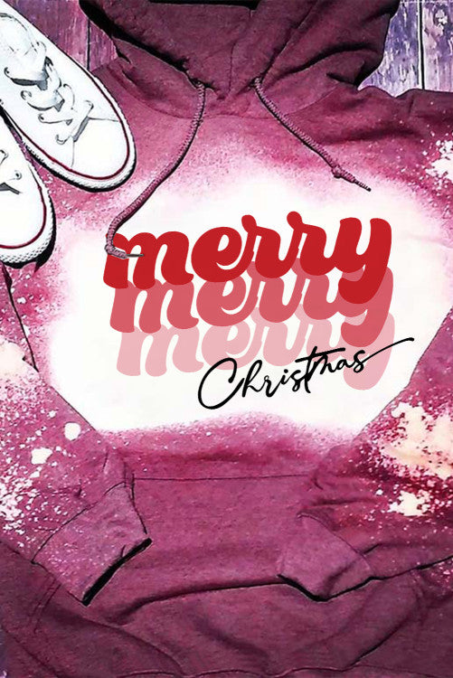 Merry Christmas Bleach Print Graphic Hoodie