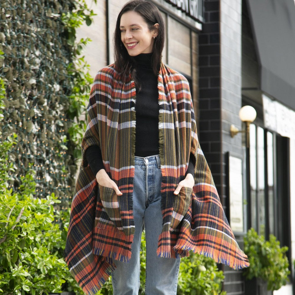 Knit Ruana with Fringe Tassels