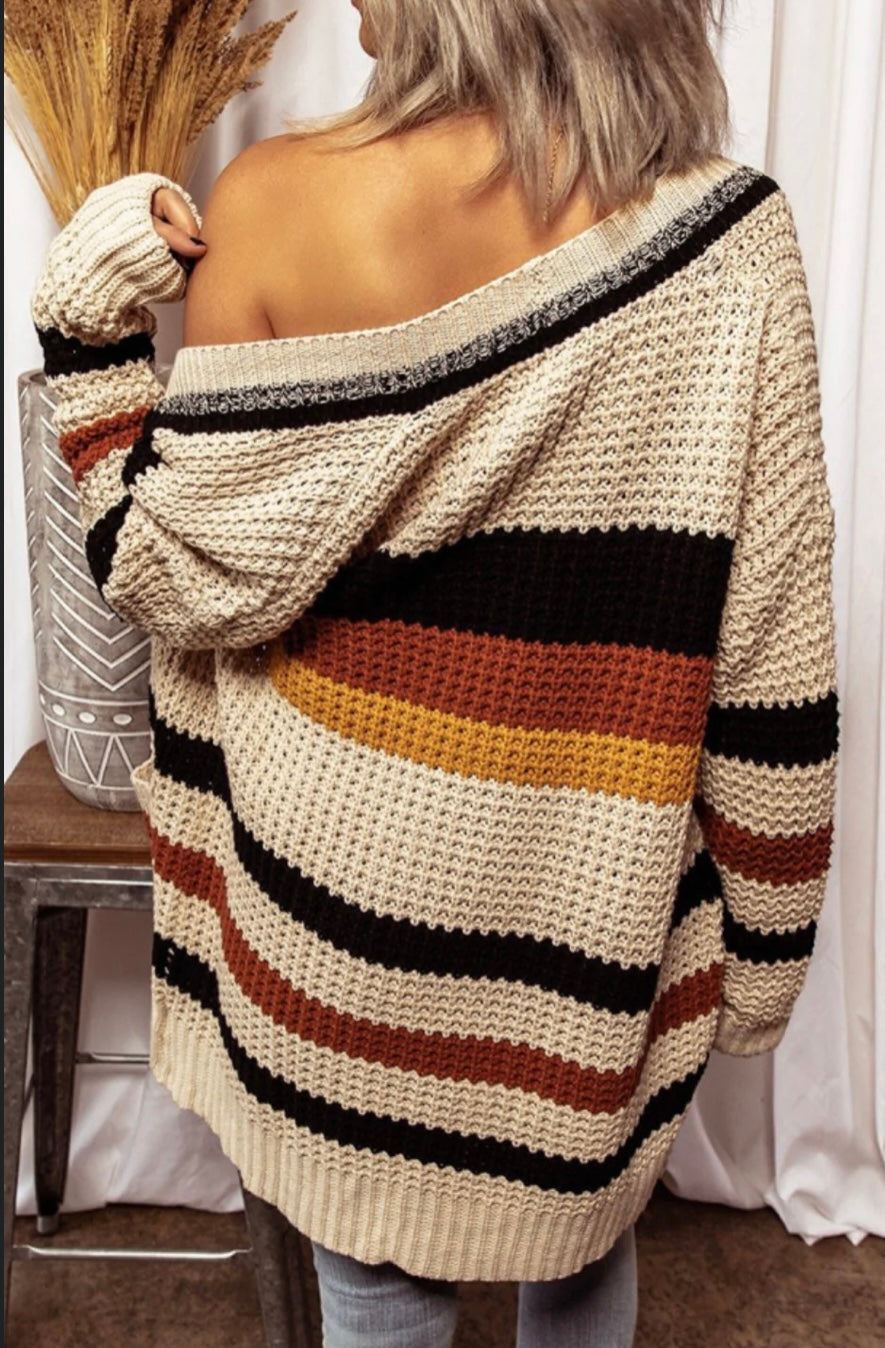 Chunky Striped Knit Cardigans-2 Colors